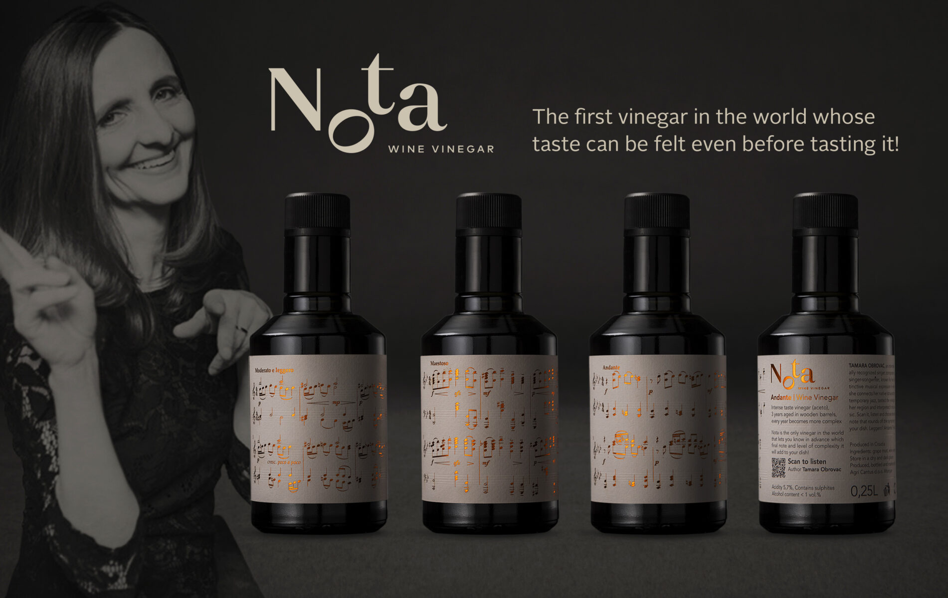 Multi-sensory label for Nota vinegar
