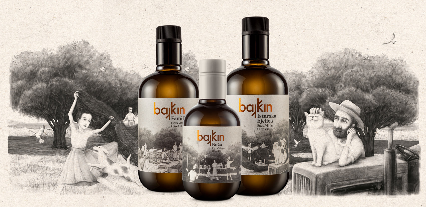 Branding and packaging design of Bajkin olive oil